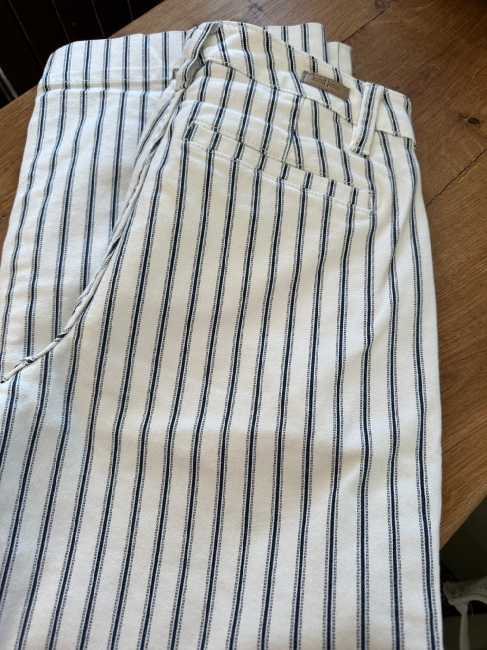 Liverpool White Jeans with Navy Vertical Stripes — Cropped Ankle - Picture 3 of 3